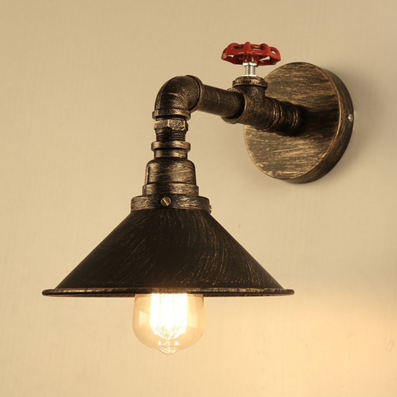 Industrial Style Cone Shape Wall Lamp Metal 1 Sconce Light in Bronze Wall Sconce