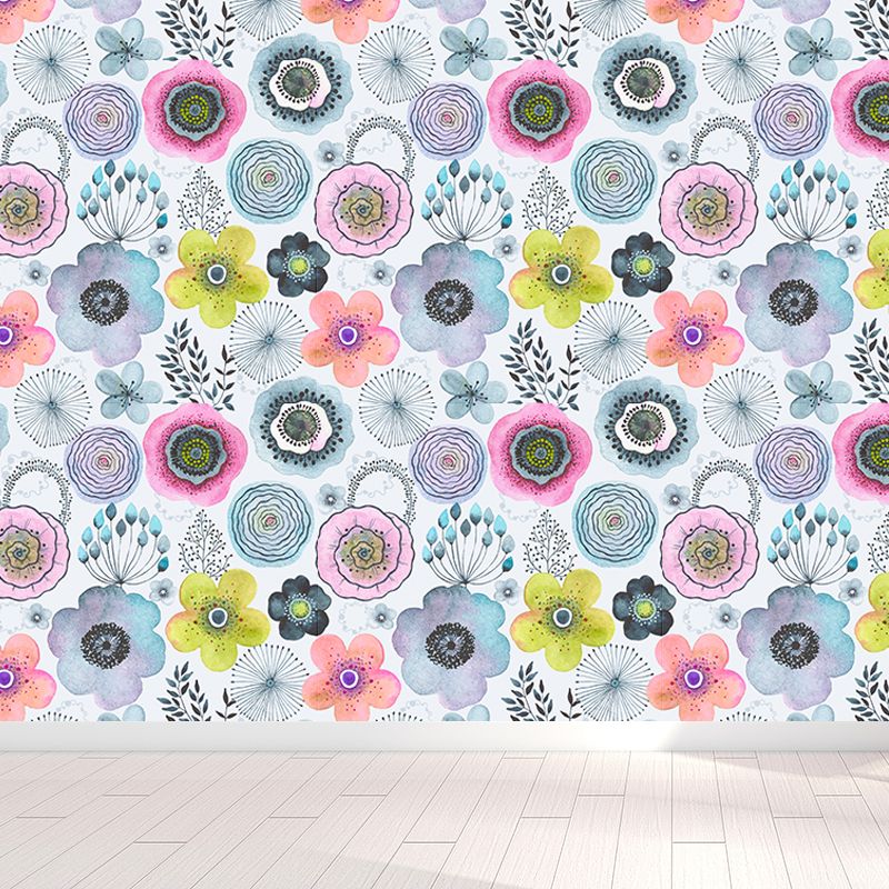Colorful Flowers Mural Wallpaper Abstract Modern Moisture Resistant Wall Art for Room
