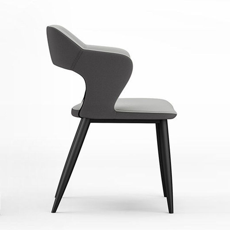 Metal Contemporary Dining Chair with Arms Matte Finish Open Back Dining Side Chair
