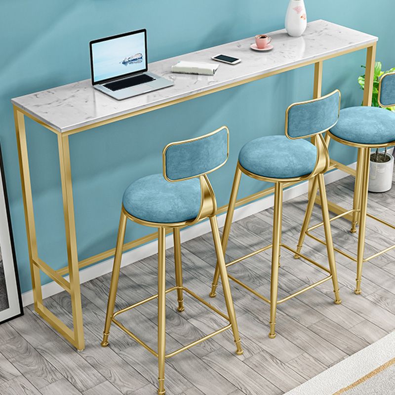 Glam Bar Height Table White Faux Marble Top Bistro Pub Table for Patio Use