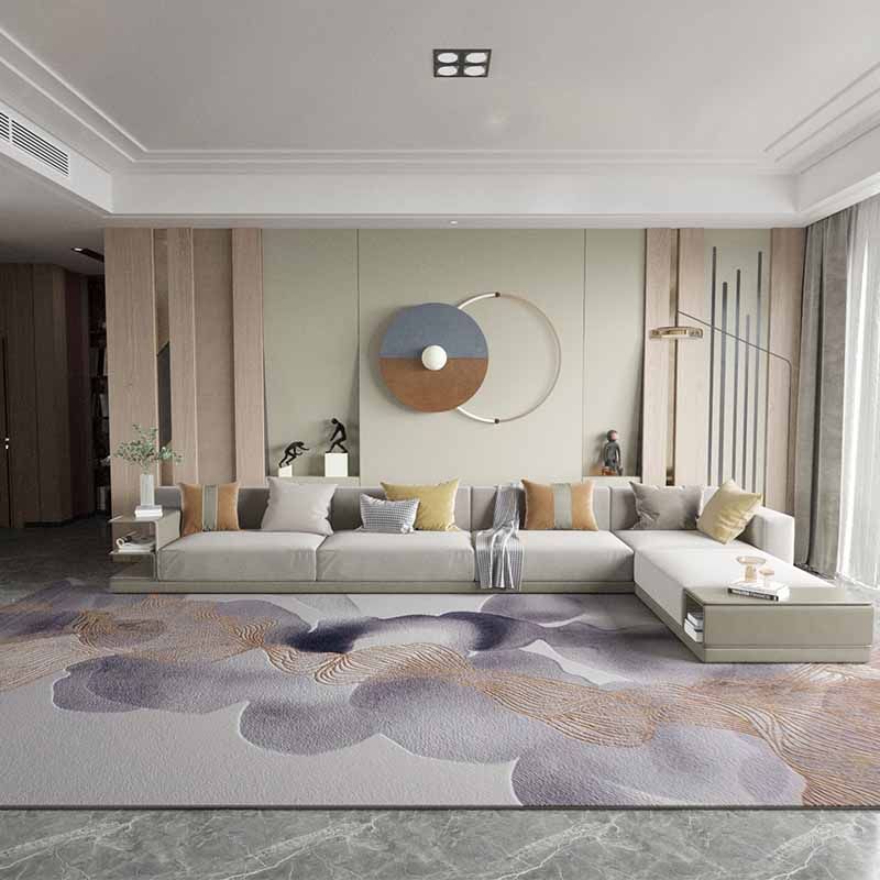 Blue Modern Area Rug Abstract Pattern Polyester Area Carpet Easy Care Washable Rug for Home Decor