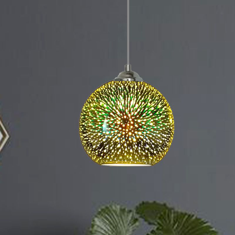 Globe Hanging Light Fixture Modern Gold/Copper 3D Glass 1 Head 8"/10" Wide Dining Room Pendant Lamp