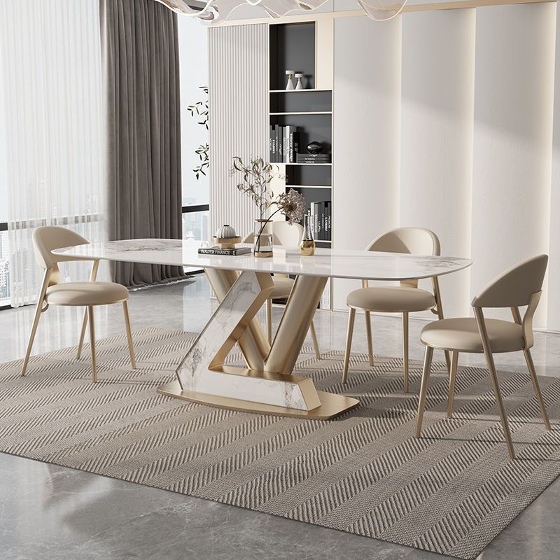 Rectangle Dining Table Set 1/5 Pcs Metal Frame Dining Table and Chairs