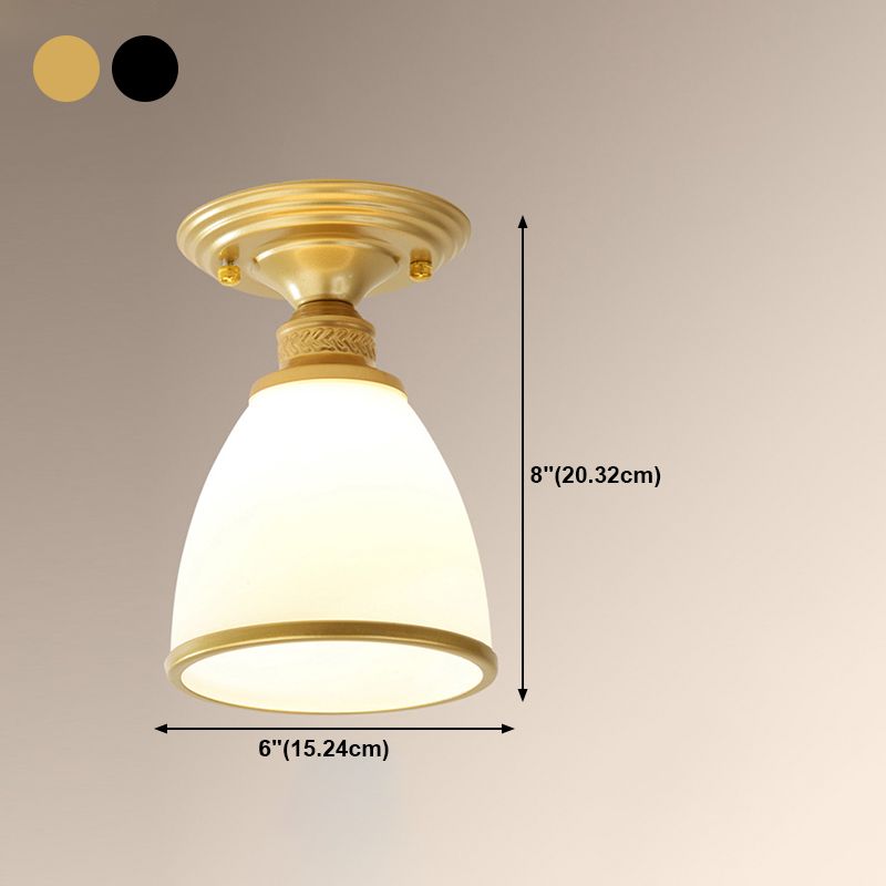 Conical Semi Flush Ceiling Light Traditional Glass Aisle Ceiling Fixture