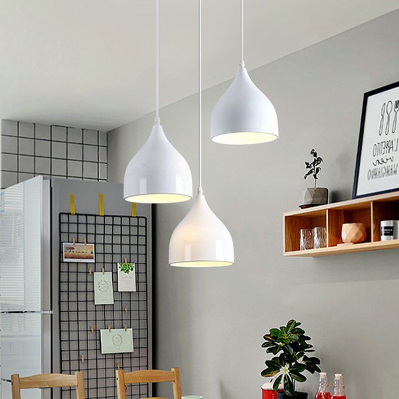 Onion Multi Light Pendant Modern Metallic 3 Lights White Finish Hanging Ceiling Lamp