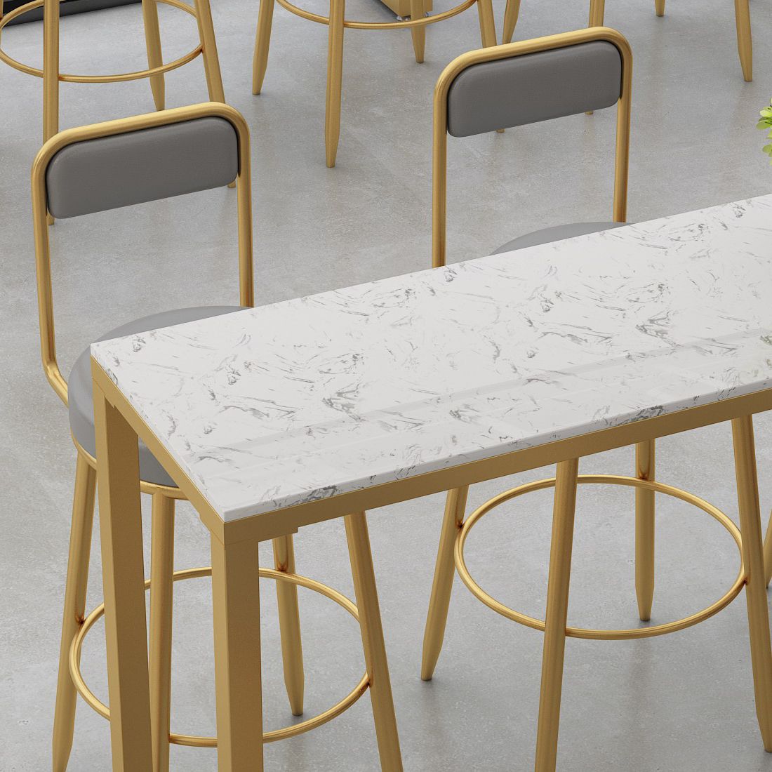 Mesa de barra de cóctel de mármol de estilo glamour de 42 pulgadas Mesa base de metal de altura
