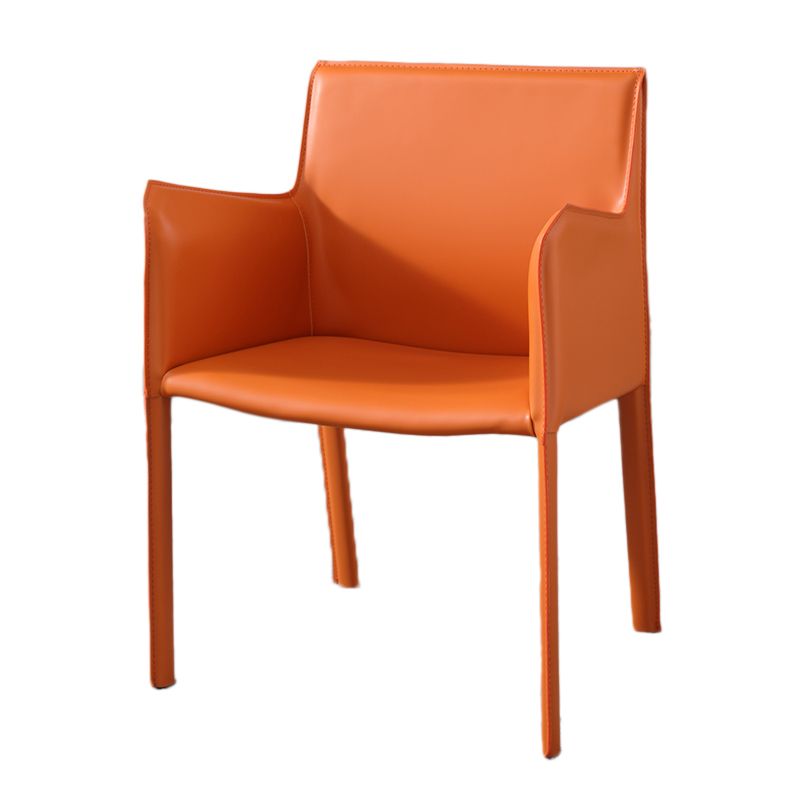 Metal Modern Home Side Chair with Leather Legs Matte Finish Dining Chair for Kitchen