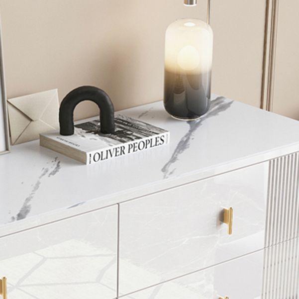 Glam Wood Chest with Stone Top Chest with Drawers for Bedroom