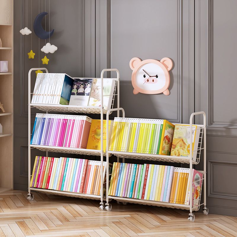 Standard Open Back Bookshelf Metal Metal White Contemporary Bookcase