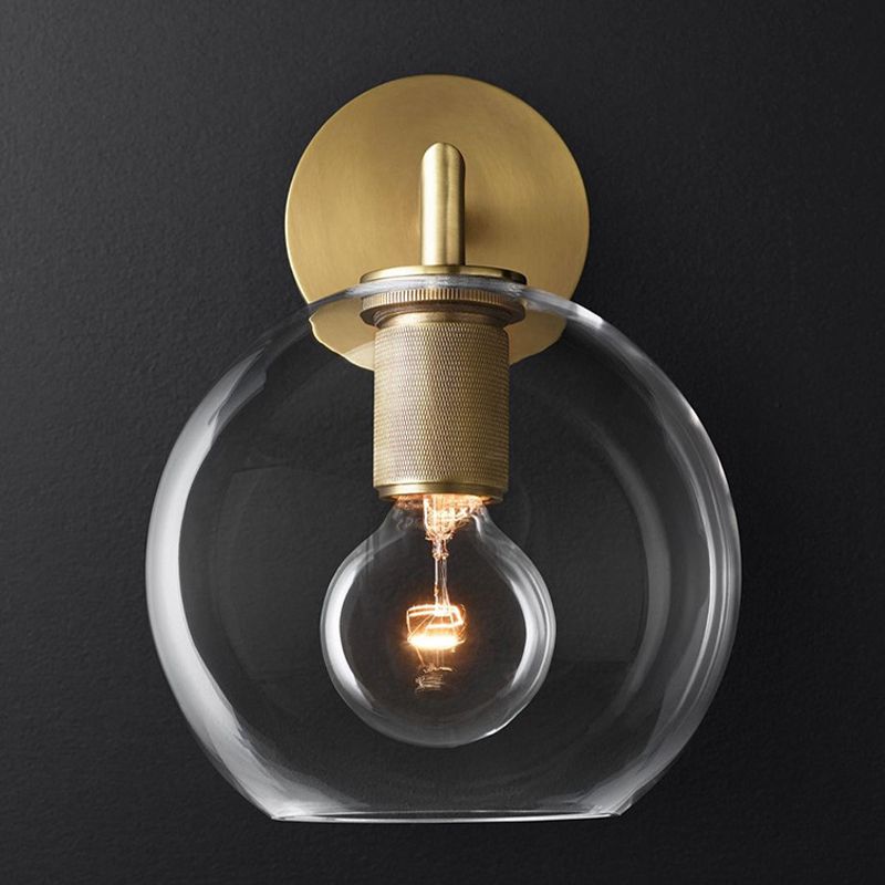 Minimalist Wall Light Fixture Modern Wall Light Sconce with Glass Shade for Bedroom