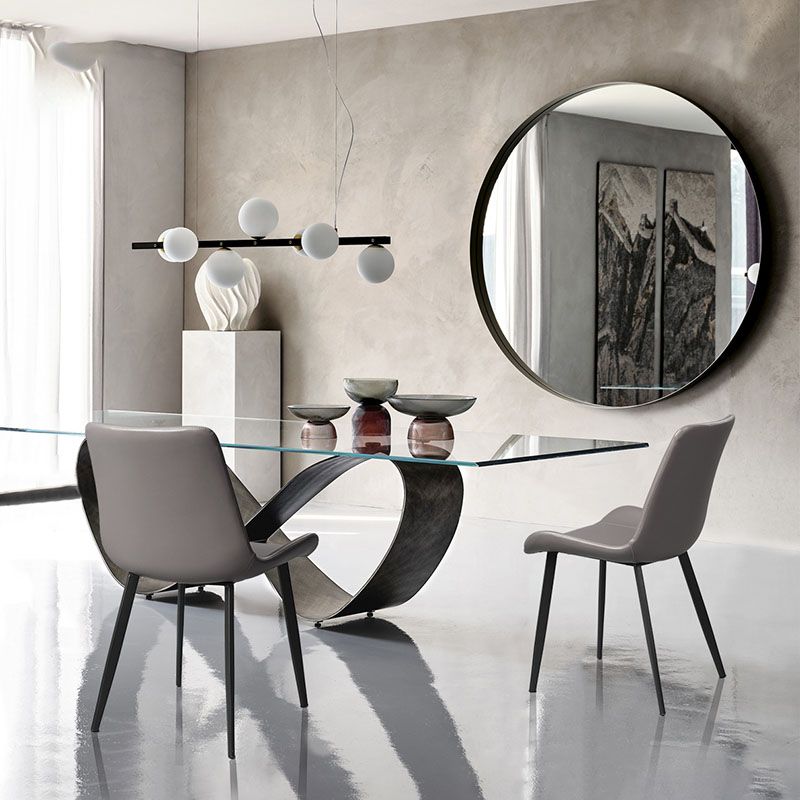 Minimalist Style Solid Back Dining Side Chairs Leather Dining Chairs for Home