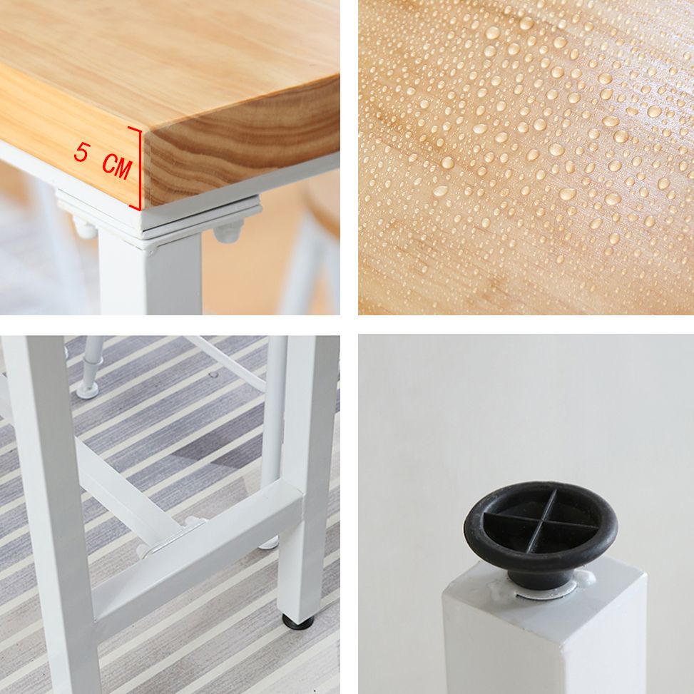 Luxury Rectangle Solid Wood Bar Table Set 1/4 Pieces Counter Table with Black Stools