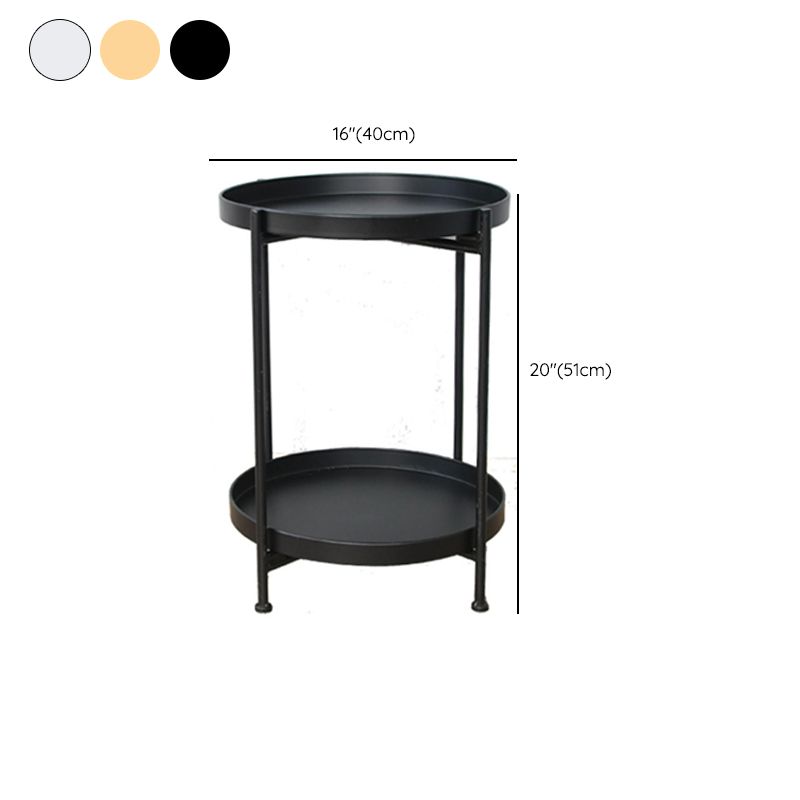 4 Legs Corner Table Round Tray Top Side End Table for Living Room