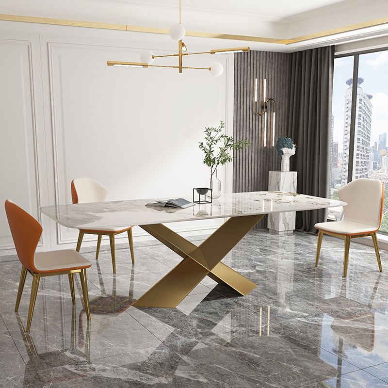 Glam Dinette Set with Leather Chairs 1/2/3/4/5 Pieces Glossy White Dining Table Set