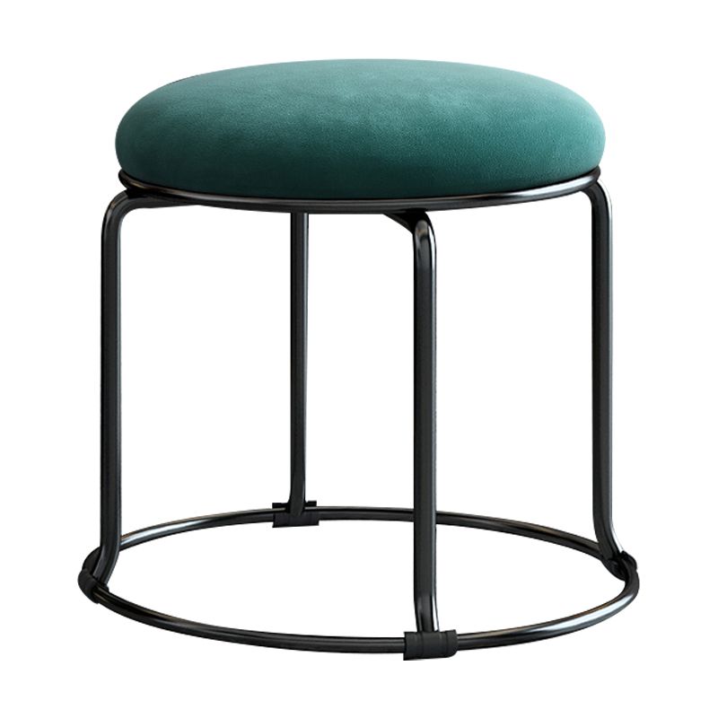 Glam Velvet Pouf Ottoman Plain Round Metal Frame Fade Resistant Boucle Pouf