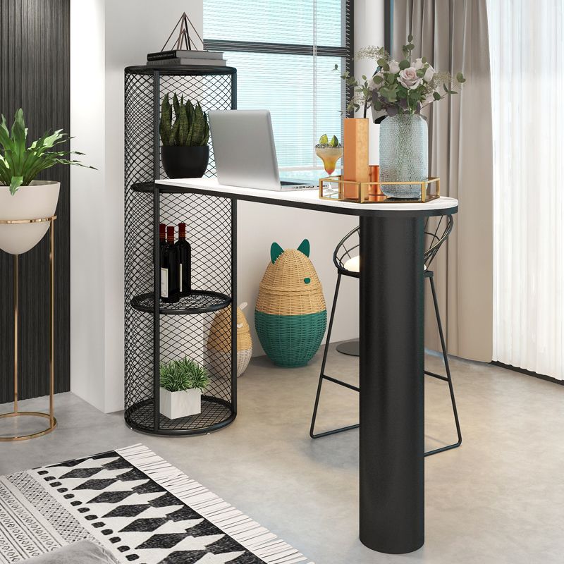 Modern Double Pedestal Sintered Stone Bar Table for Kitchen Dining Room