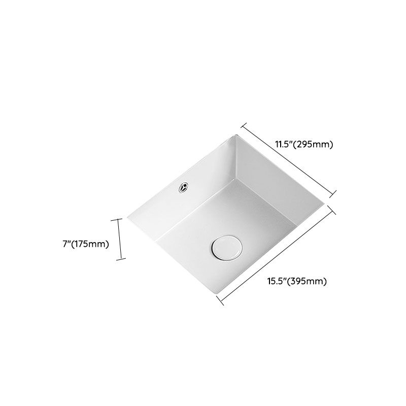 Modern Undermount Bathroom Sink Porcelain with Overflow and Faucet Basin Sink