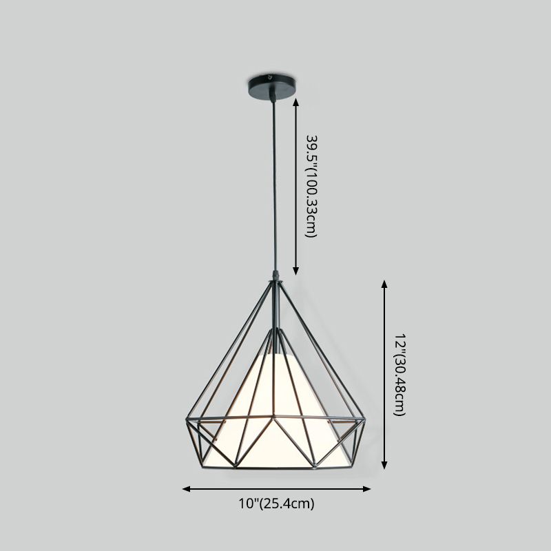 1-light Modern Simplicity Style Hanging Light Metal Cage Design Fabric Shade Suspension Lighting Fixture for Kitchen