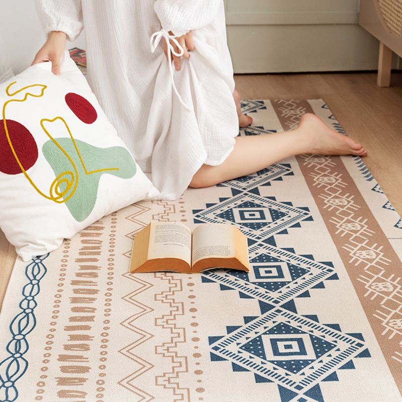 Southwestern Bedroom Rug Multi Color Tribal Pattern Area Rug Cotton Blend Machine Washable Stain-Resistant Carpet