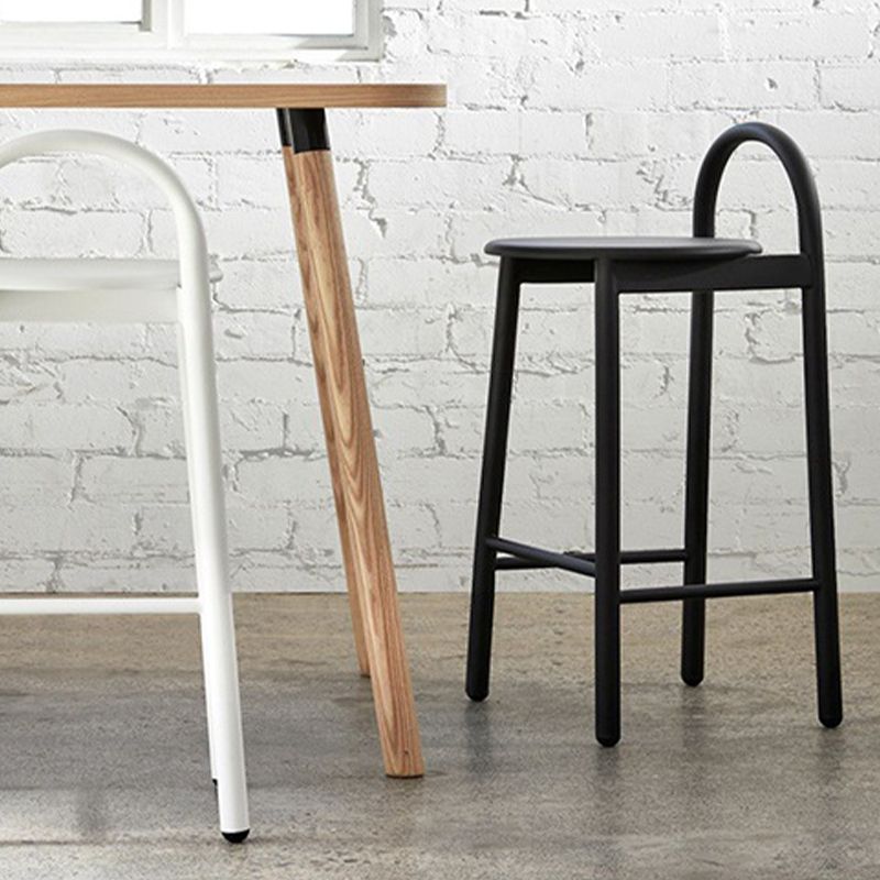 Contemporary Armless Dining Stools Solid Wood Bar Stools with Footrest