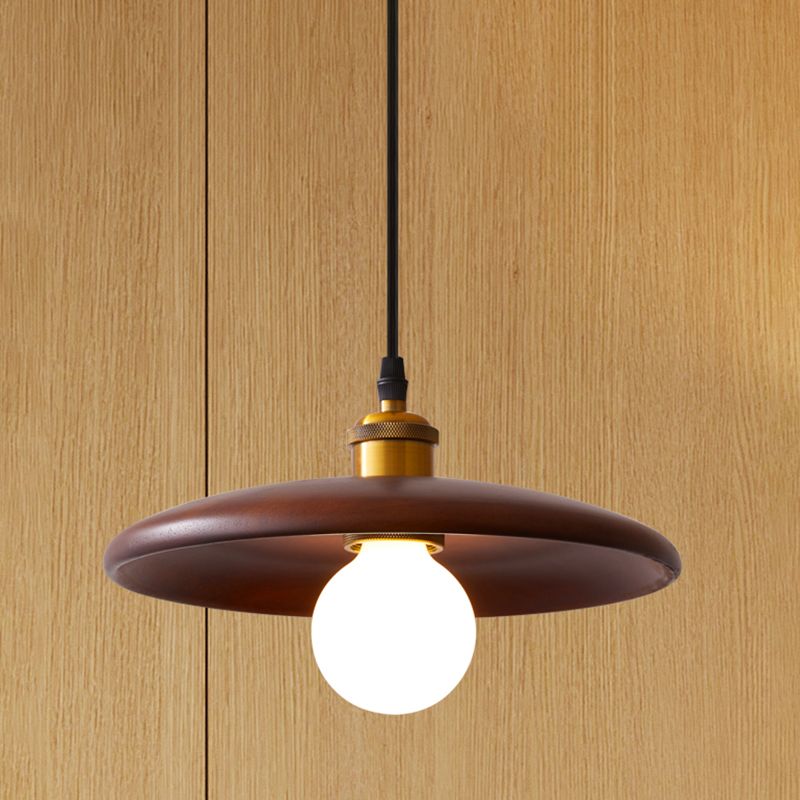 Pot Cover Shade Hanging Lighting Modern Style Bois massif 1 pendentif léger pour séjour à domicile