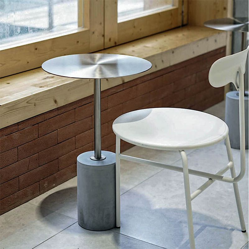 Mid-Century Modern Round End Table Metal End Table with Concrete Base