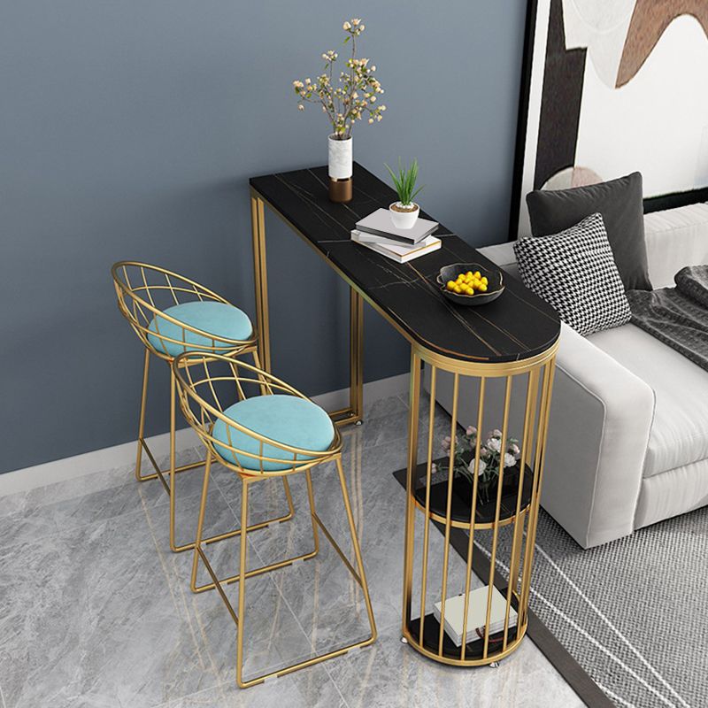 Sintered Stone Modern Bar Table Dining Table with Storage Shelves