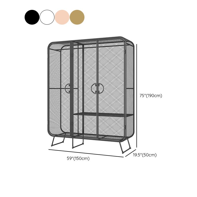 Modern Style Wardrobe Cabinet Metal Clothes Rail Wardrobe Armoire