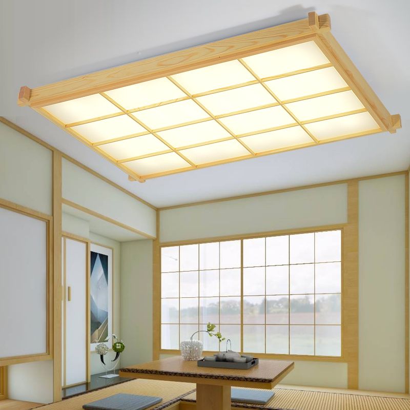 Nouveau Plafonnier encastré en bois moderne à 1 lumière LED pour salon