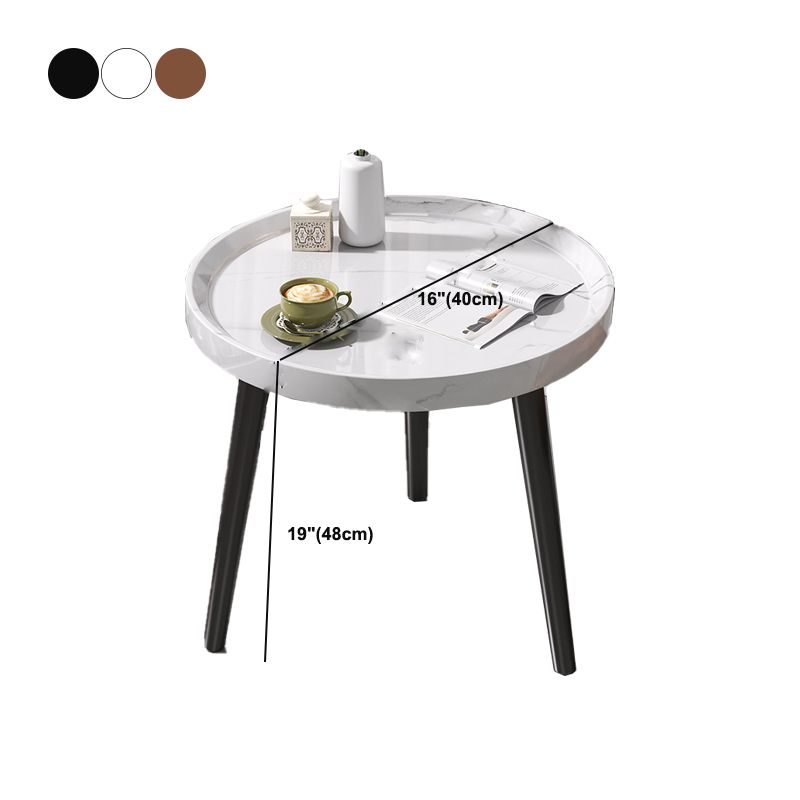 Modern 3 Legs Wooden Coffee Table Round Top Shape Cocktail Table for Living Room