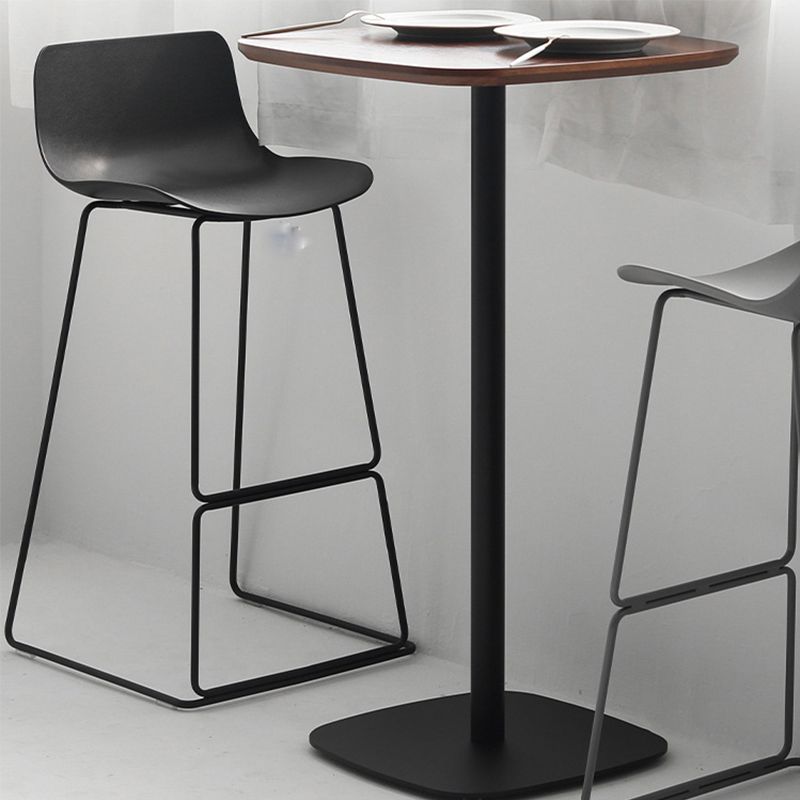 Wood Bar Dining Table Square Metal Pedestal Bar Height Pub Table