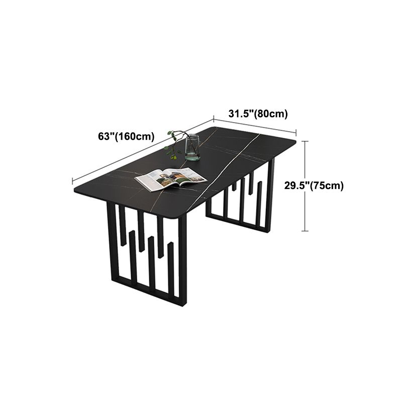 Traditional Luxury Dining Table Metal Double Pedestal Rectangle Counter Dining Table