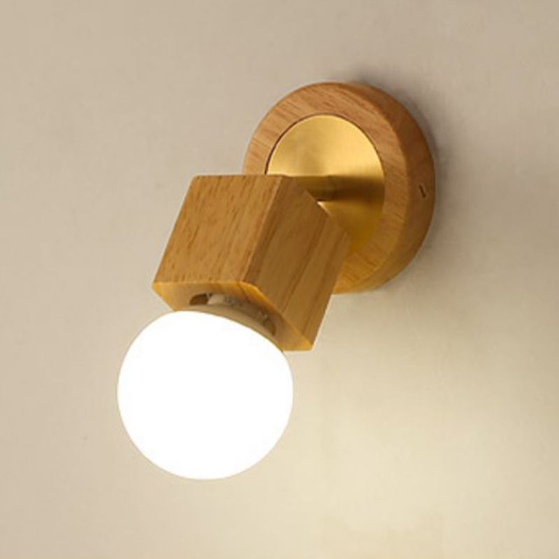 Modern Simple Wooden Wall Light Rectangle Shape Wall Lamp for Living Room