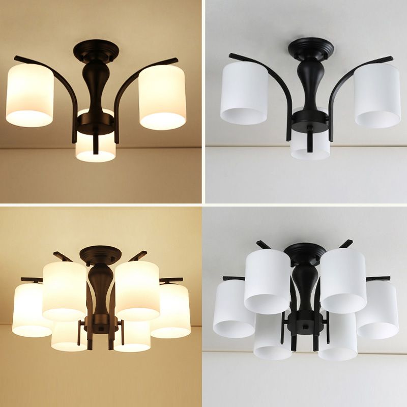 Modern Flush Mount Light Simple Ceiling Lamp with Glass Shade for Drawing Room Living Room