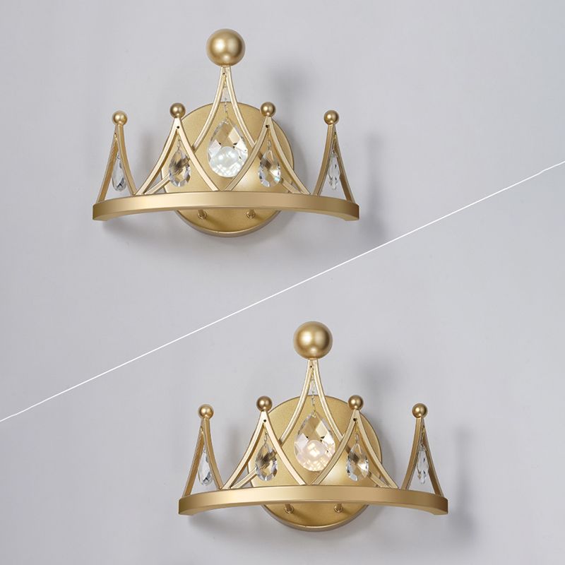 Crystal Crown Shape Wall Lights Modern Style 1 Light Wall Light Sconce in Brass