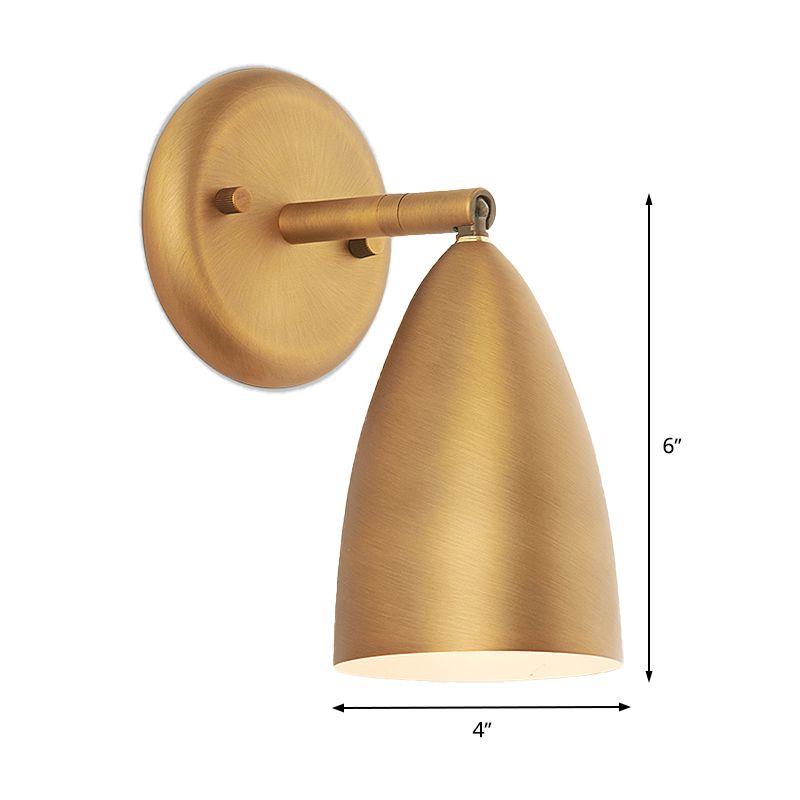 Elongated Dome Bedroom Sconce Light Metal 1 Head Contemporary Wall Mount Lamp in Brass