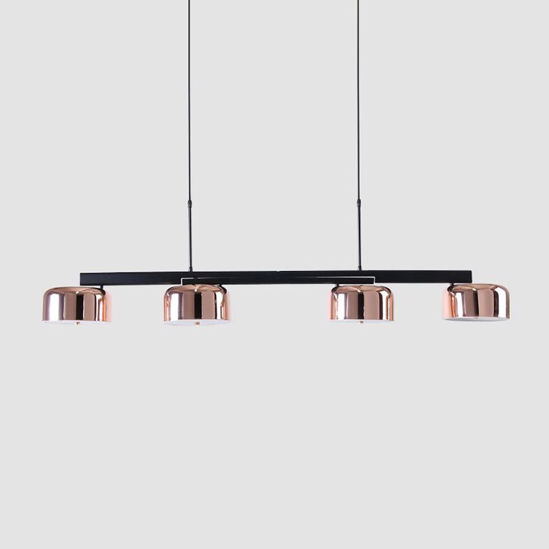 Linear Shape Pendant Light Modern Style Metal 4 Lights Island Lamps in Gold