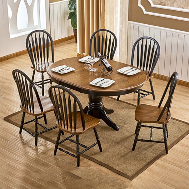 Solid Wood Traditional Dining Room Chair Matte Finish Windsor Back Side Chair