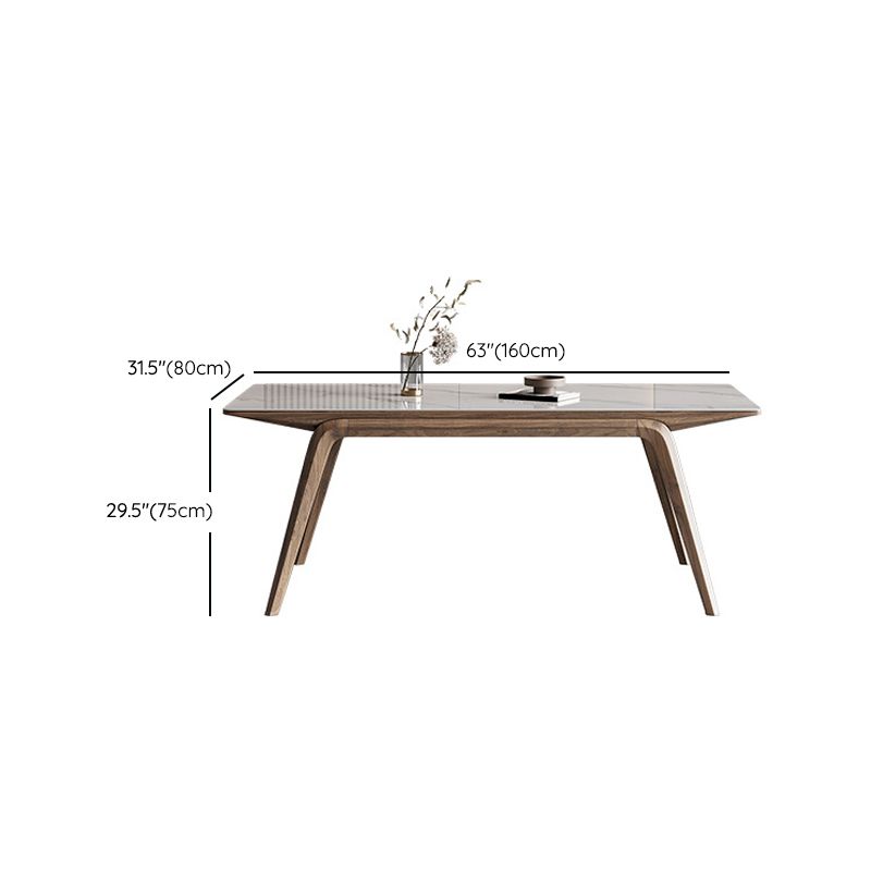 Industrial Dinner Table Stone Rectangle Dining Site Table in White