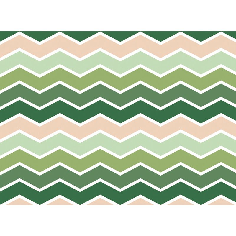 Green Bedroom Rug Modern Stripe Wave Pattern Area Rug Polyester Washable Non-Slip Backing Carpet