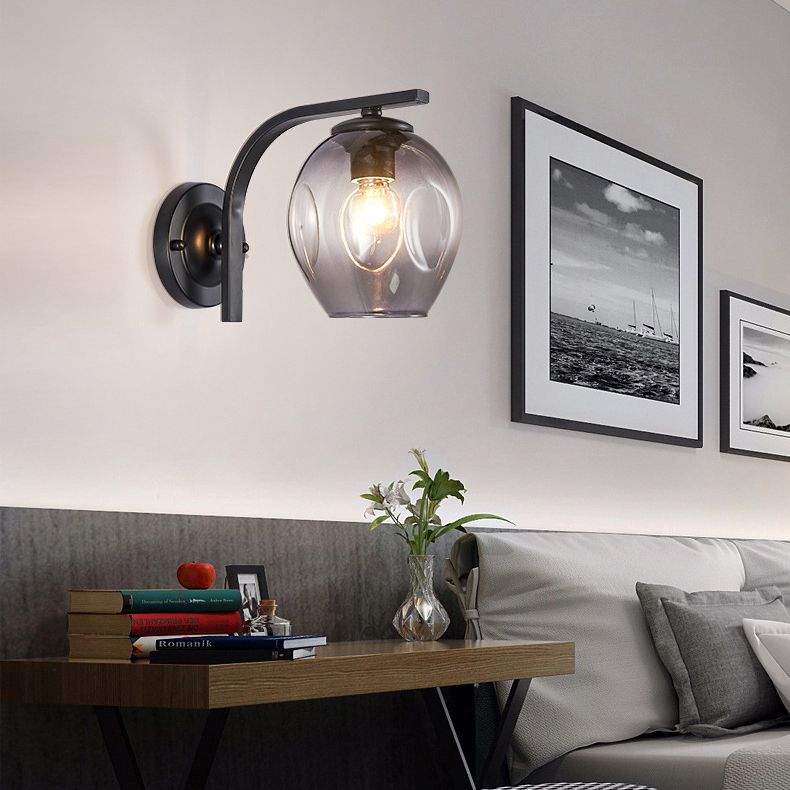 Gradient Color Concave Glass Wall Lamp 1-Light Contemporary Simplicity Style Wall Mounted Light for Hallway