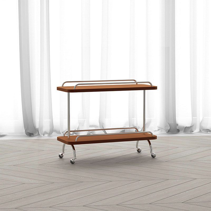 Rectangular Side Table with Wheel Base Mid-century Modern Style with Storage Shelf