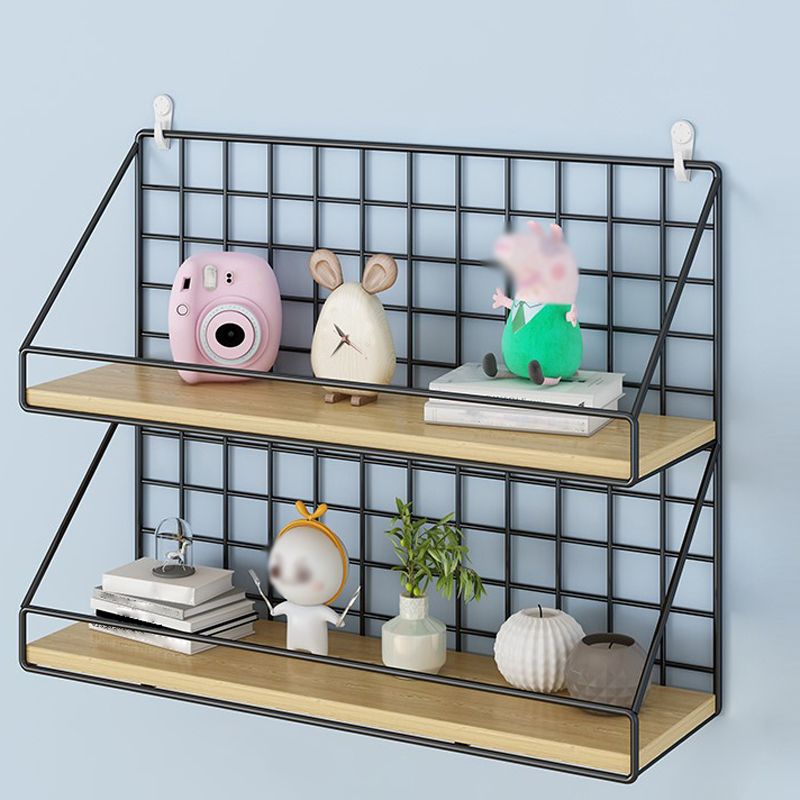 Home Floating Bookcase Modern Metal Bookshelf With Rectangular Shelves