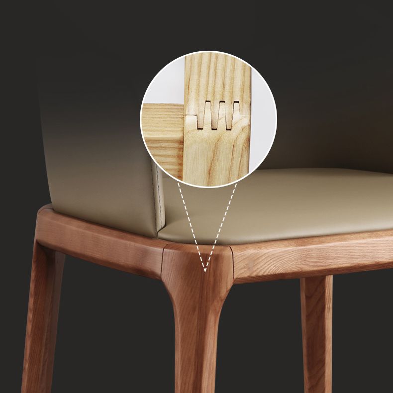Sillas de comedor con brazos de estilo minimalista, sillas tapizadas con respaldo sólido de cuero (juego de 2)