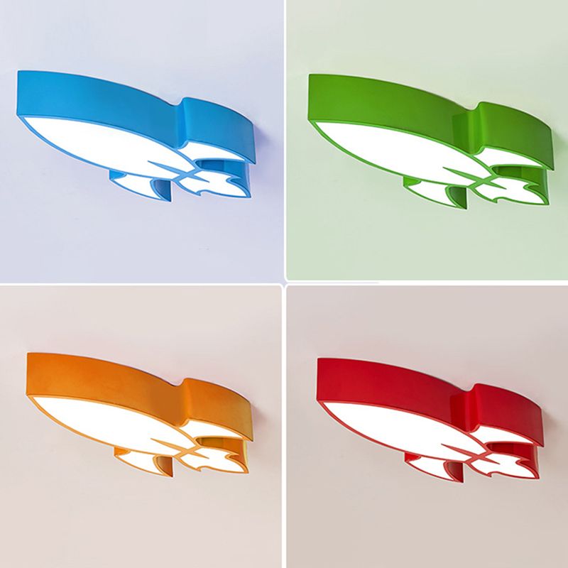 Metal Rocket Shape Flush Ceiling Light Modern Style 3 Lights Flush Mount Lighting