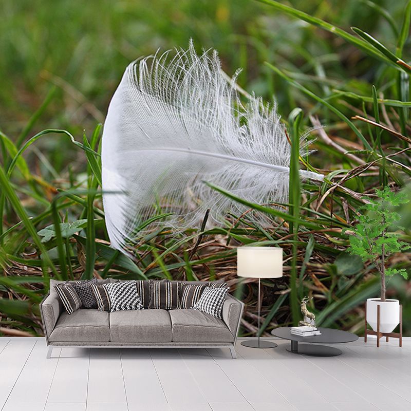 Living Room Wall Mural Wallpaper Modern Bird Feather Mildew Resistant Wall Decor