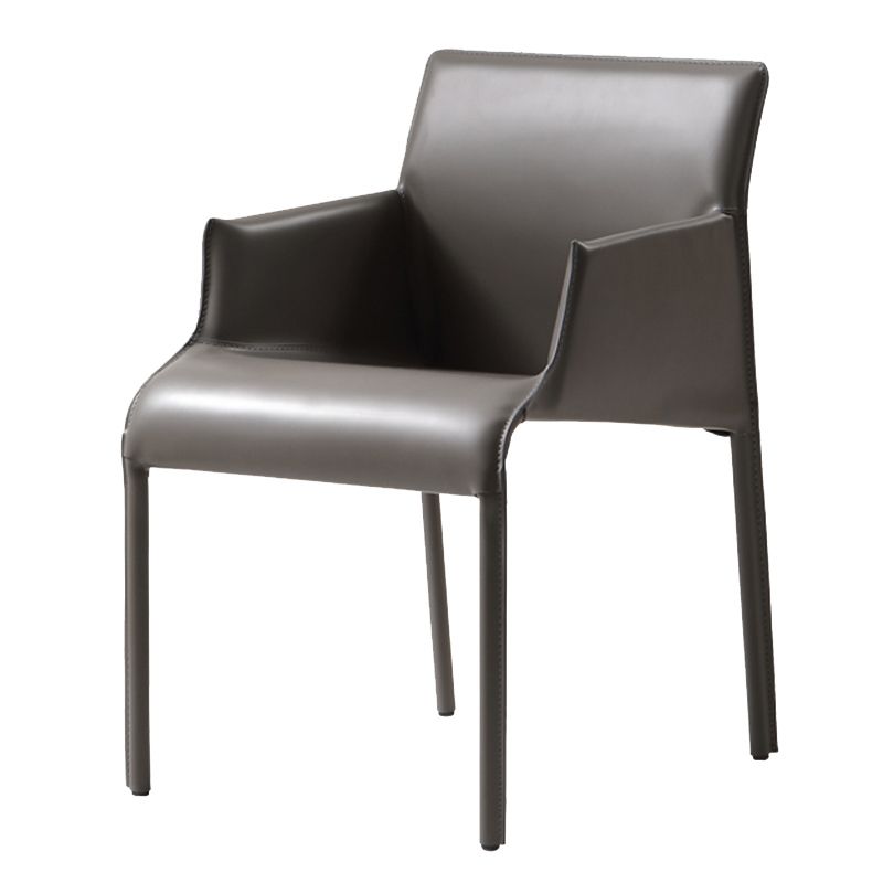 Contemporary Arm Dining Chairs Faux Leather Low Back Side Chair