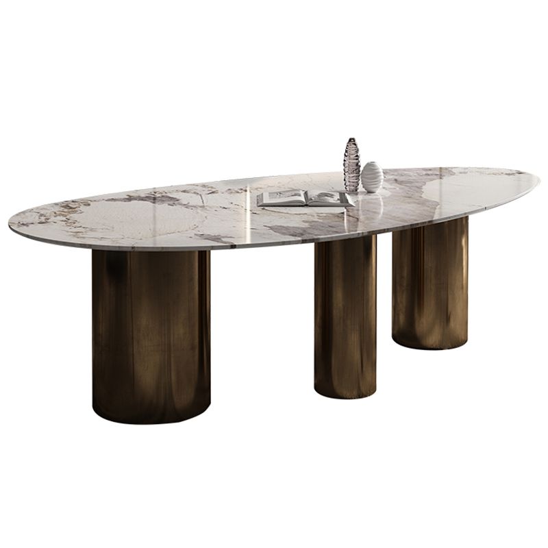 Traditional Luxury Oval Dining Site Table Gold Tripod Base Dining Table