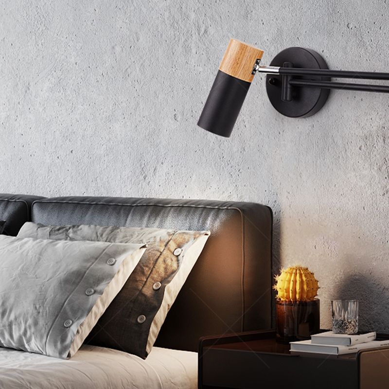 Modern Style Half Cylinder Shade Swing Arm Wall Lighting Metal 1 Light Sconce Lamp