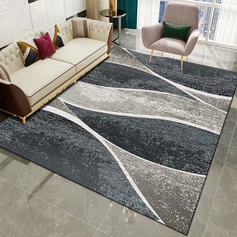 Modern Geometric Area Carpet Polyester Medium Living Room Rug with Non-Slip Backing